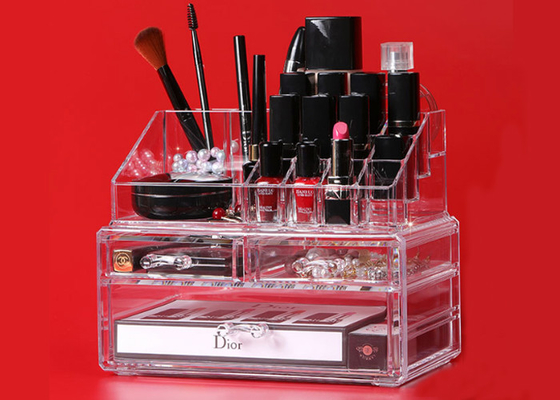Banco di mostra cosmetico del chiaro di trucco rossetto a prova d'umidità dei contenitori di stoccaggio
