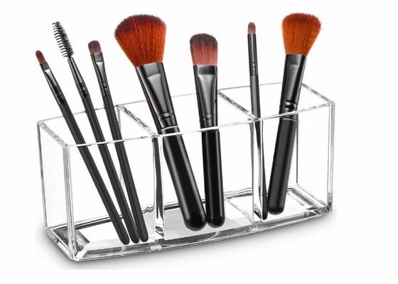 Supporto di spazzola antipolvere di trucco dell'organizzatore cosmetico acrilico trasparente 100 PMMA