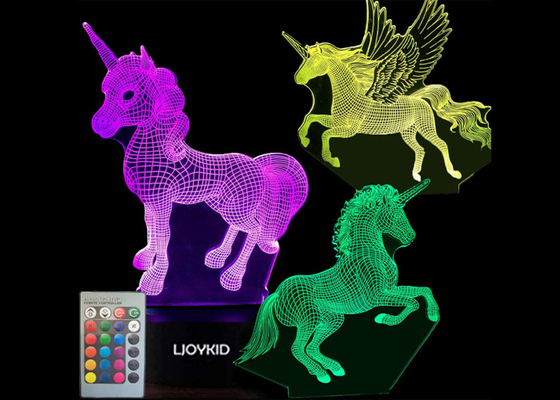La lampada 7 della luce del modello 3D LED del telecomando 3 colora il cambiamento per l'illusione dei bambini