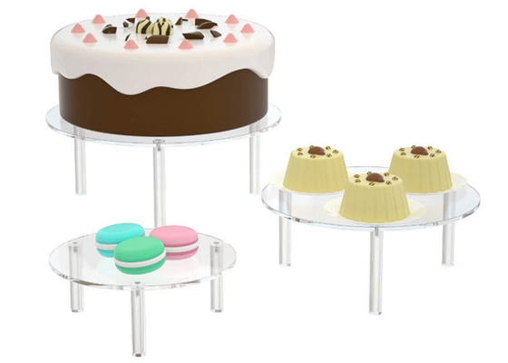 Chiaro insieme acrilico rotondo del banco di mostra del dolce 3 per la pizza del dolce del dessert del bigné